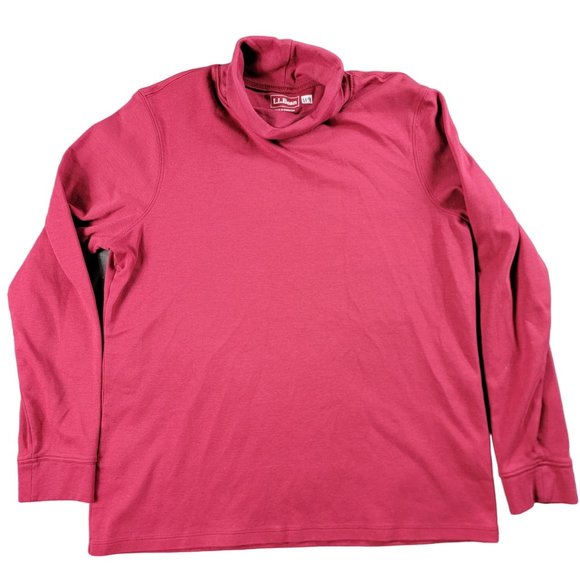 LL Bean Mens Large Red Turtleneck Shirt Regular Fit Long Sleeve Casual Comfort - Picture 1 of 8